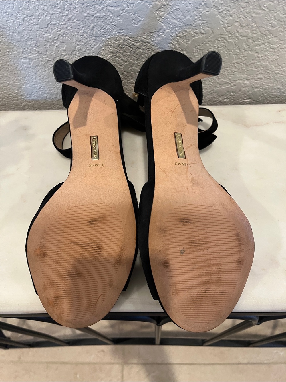 Louise et Cie Black Suede Open-Toe Heels with Ankle Bow - Picture 7 of 8